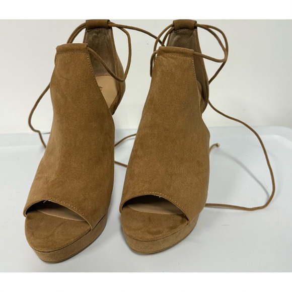NIB Apt. 9 Lace-Up Platform Stiletto Heels Faux Suede Brown Size 9 - Picture 7 of 11